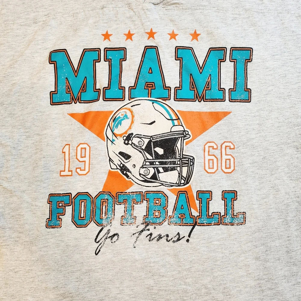Vintage 90s Y2k NFL Miami Dolphins Football Gray Tee NFL Rare - Picture 2 of 5